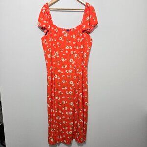 Old Navy Womens Floral Smocked Maxi Dress Sz XL Flutter Sleeve Cottagecore Beach